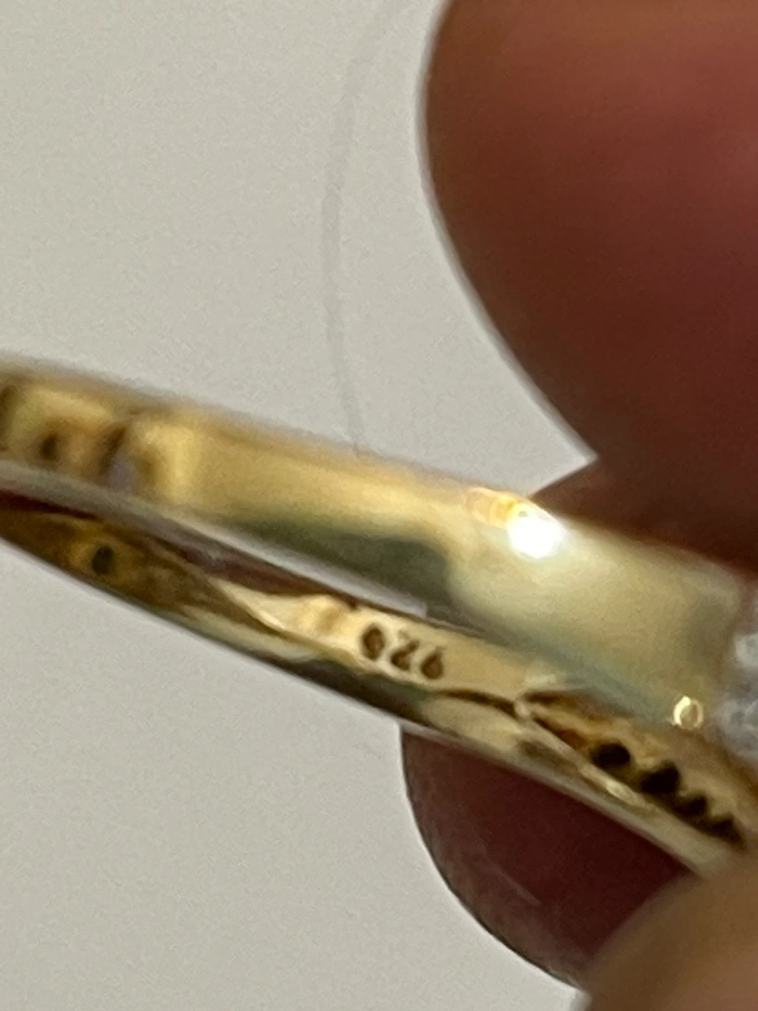 Gold sterling Ring with blue and white diamonds - photo 2