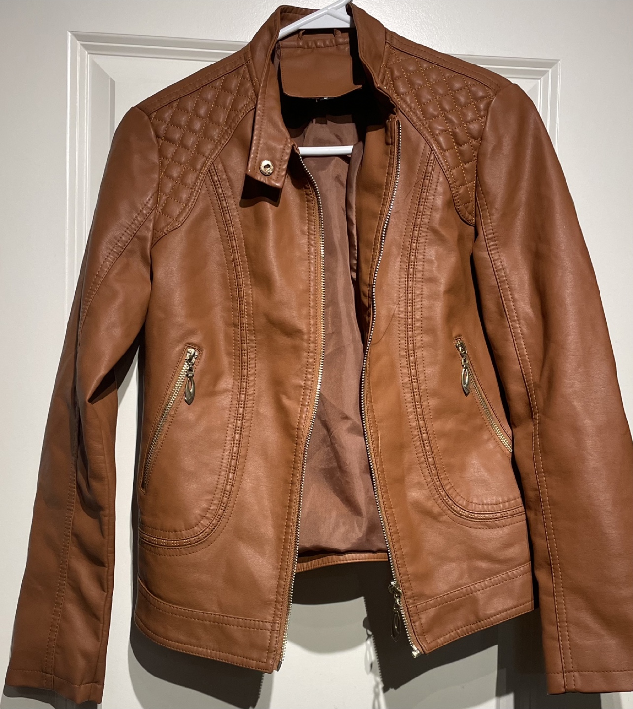 Brown Faux Leather Jacket