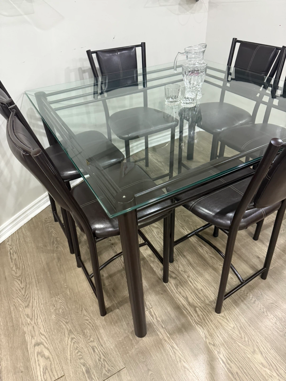 Glass Top Dining Table with 6 Chairs - photo 2