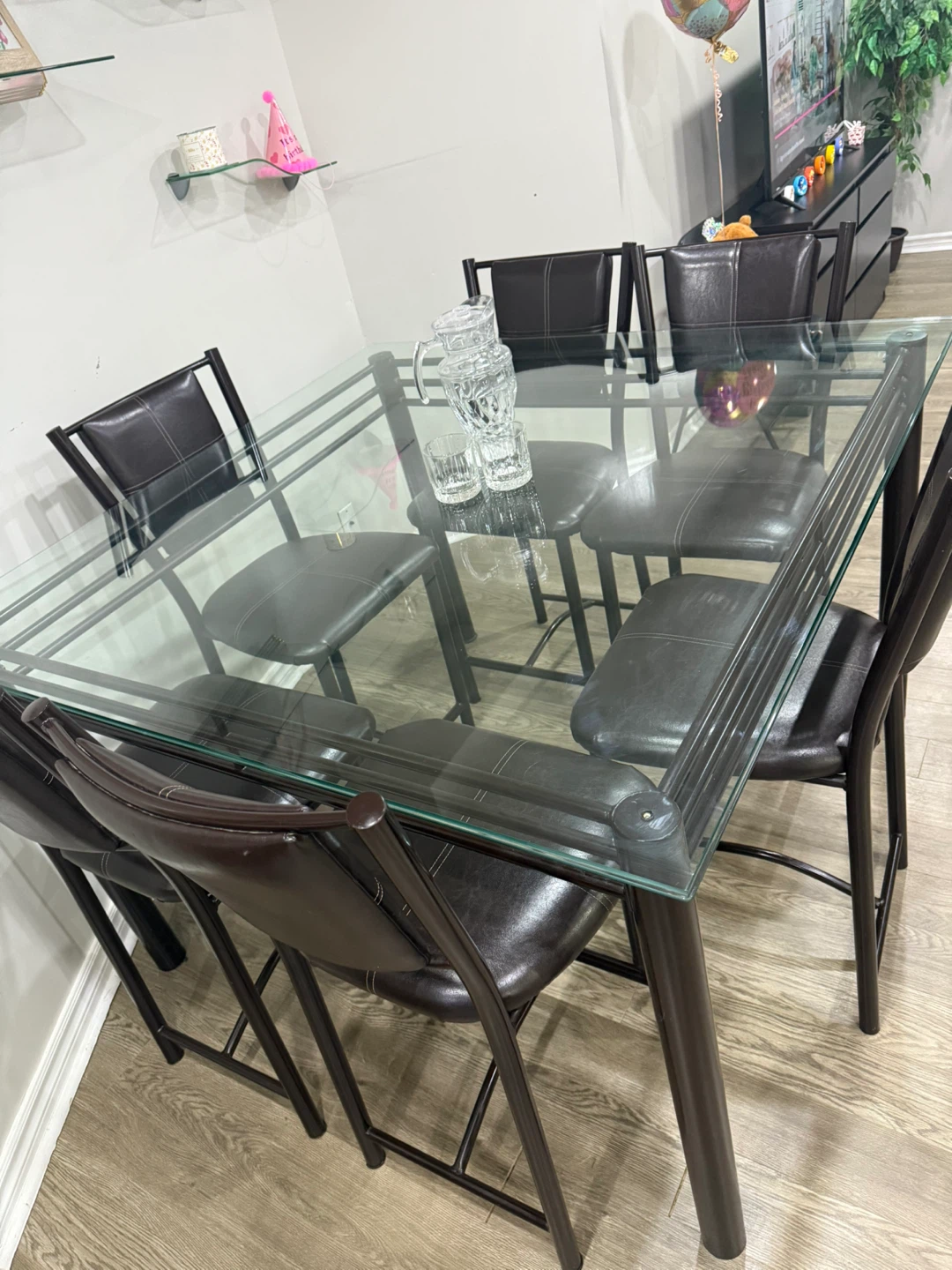 Glass Top Dining Table with 6 Chairs - photo 3