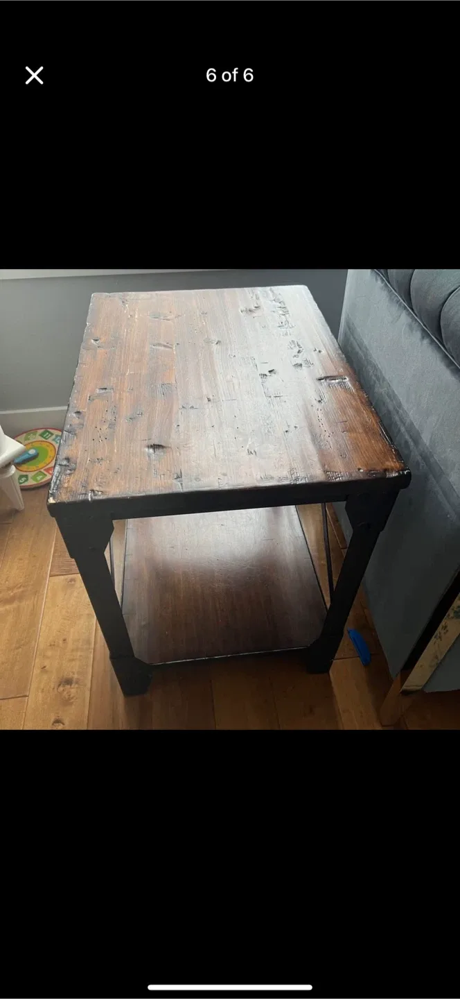 Rustic Wood Coffee Table with Wheels and two side tables image indicator(5)