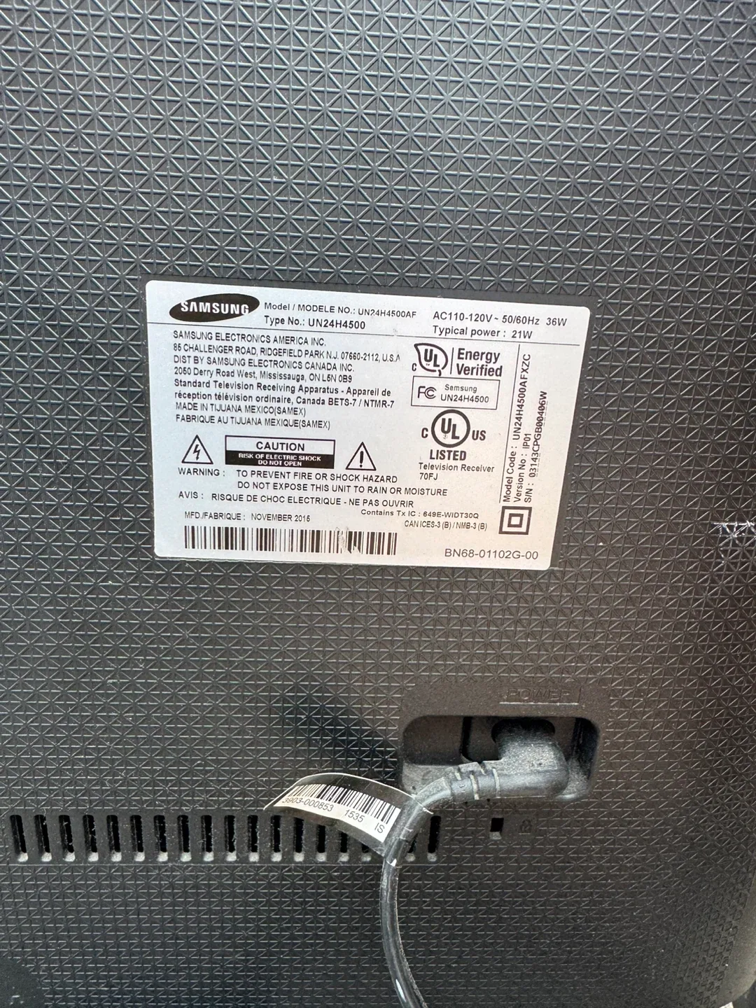 Samsung UN24H4500AF 24" TV image indicator(2)