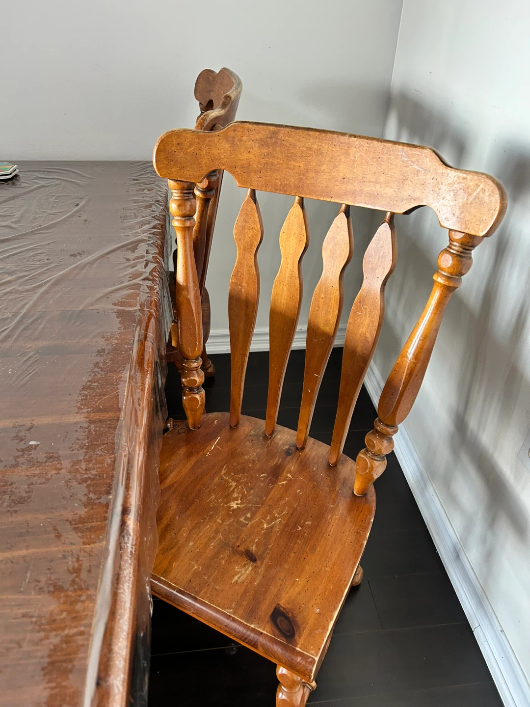 Vintage Wooden Dining Table & Chairs Set - photo 5