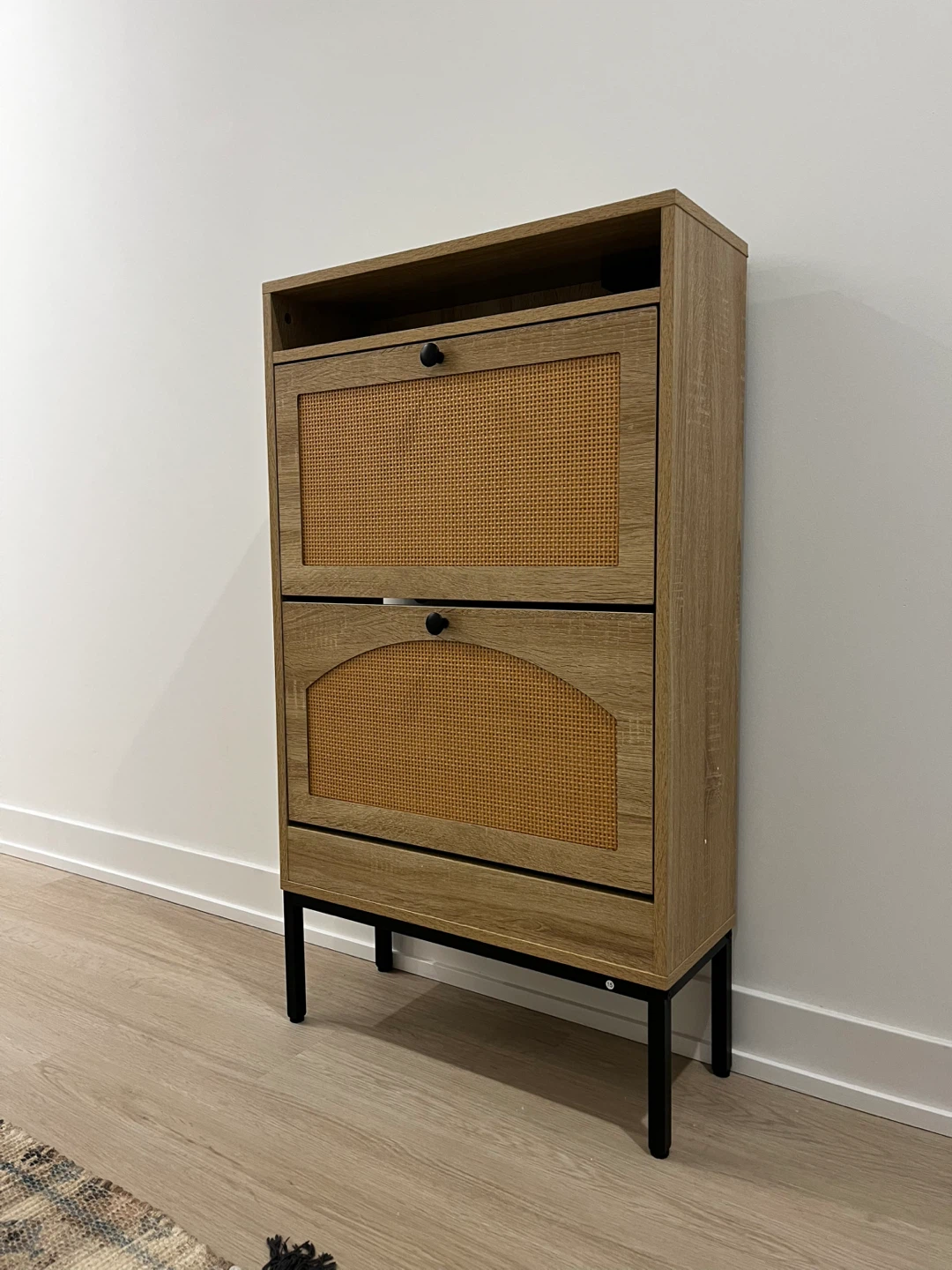 (Natural) Shoe Cabinet with 2 Flip Drawer