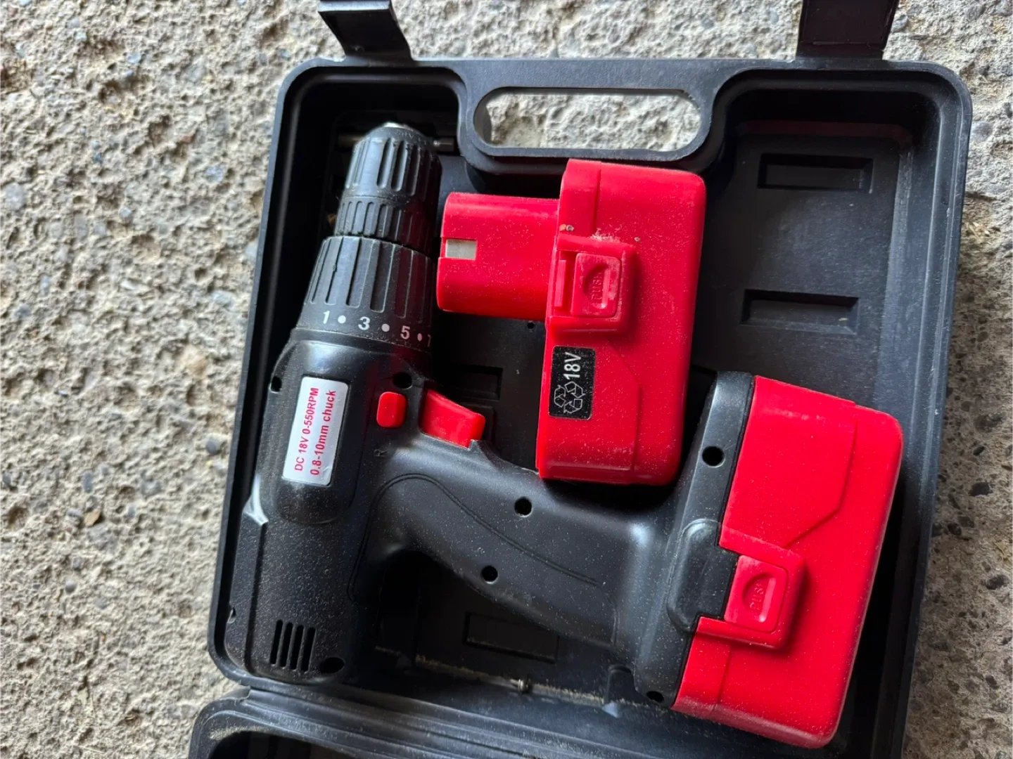 Cordless Drill with 2 Batteries & Case - missing charger image indicator(2)