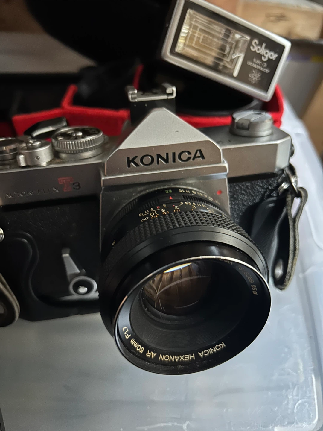 Konica Autoreflex T3 Camera w/ Soligor Flash