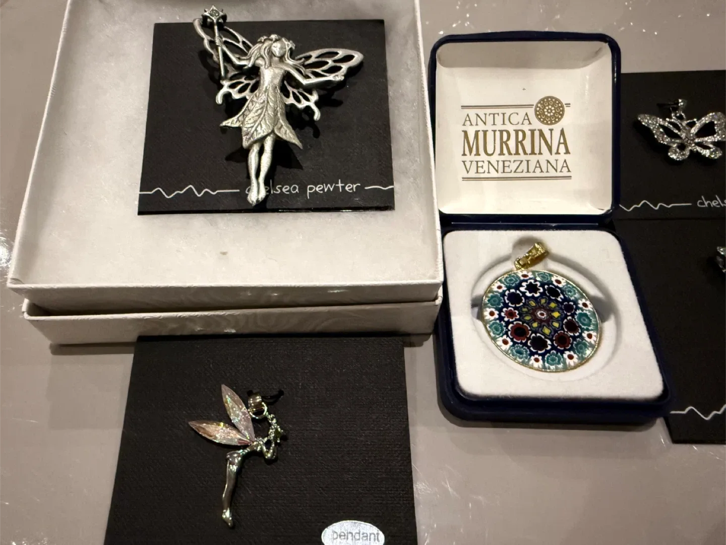 Lot of 5 pieces Italian  & Swarovski  crystals Jewelry Pendants image indicator(3)