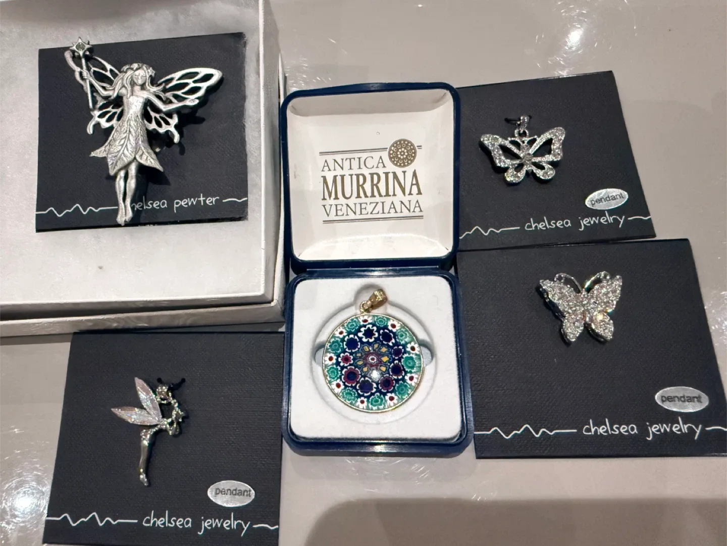 Lot of 5 pieces Italian  & Swarovski  crystals Jewelry Pendants image indicator(4)