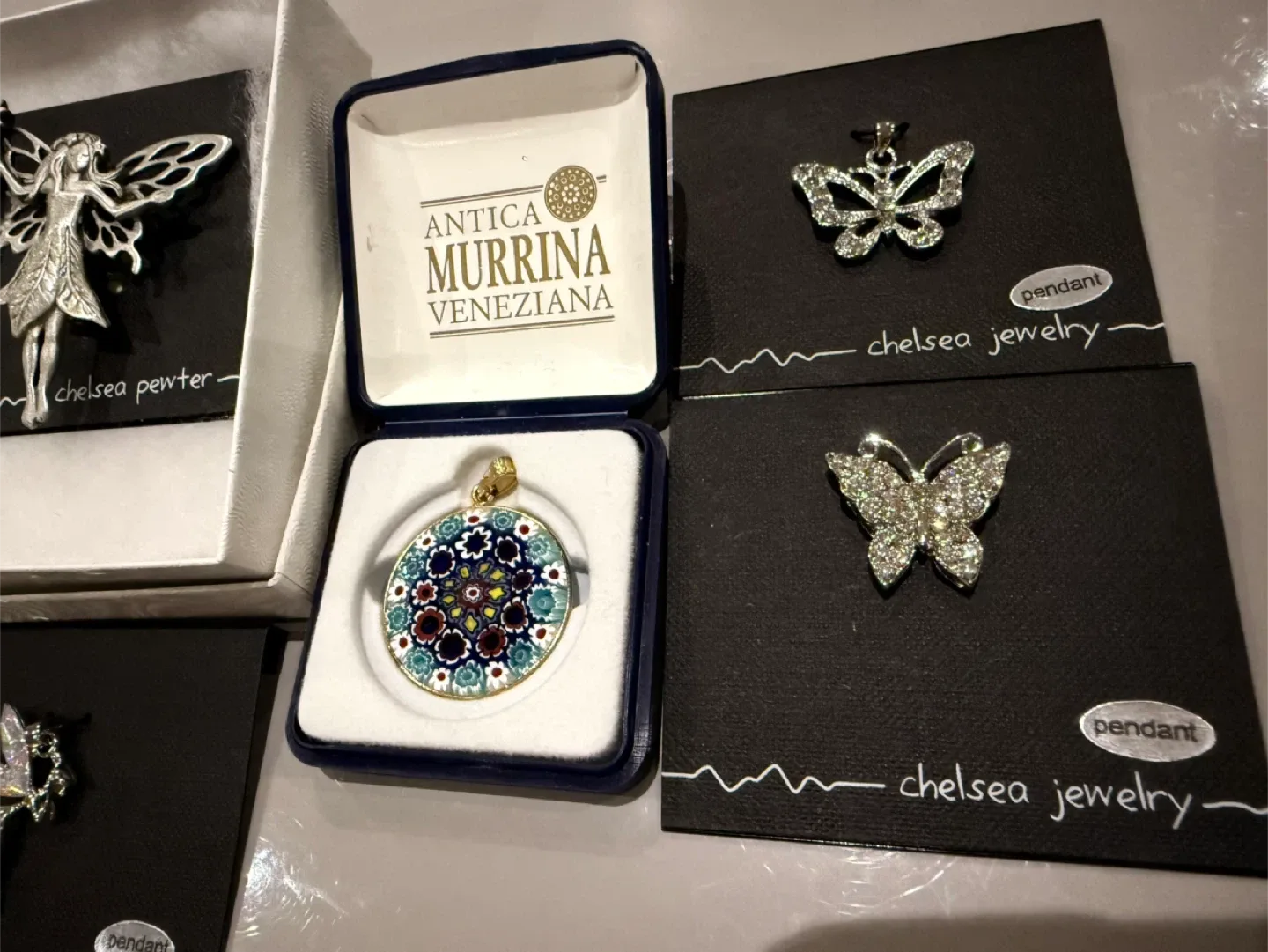 Lot of 5 pieces Italian  & Swarovski  crystals Jewelry Pendants image indicator(2)