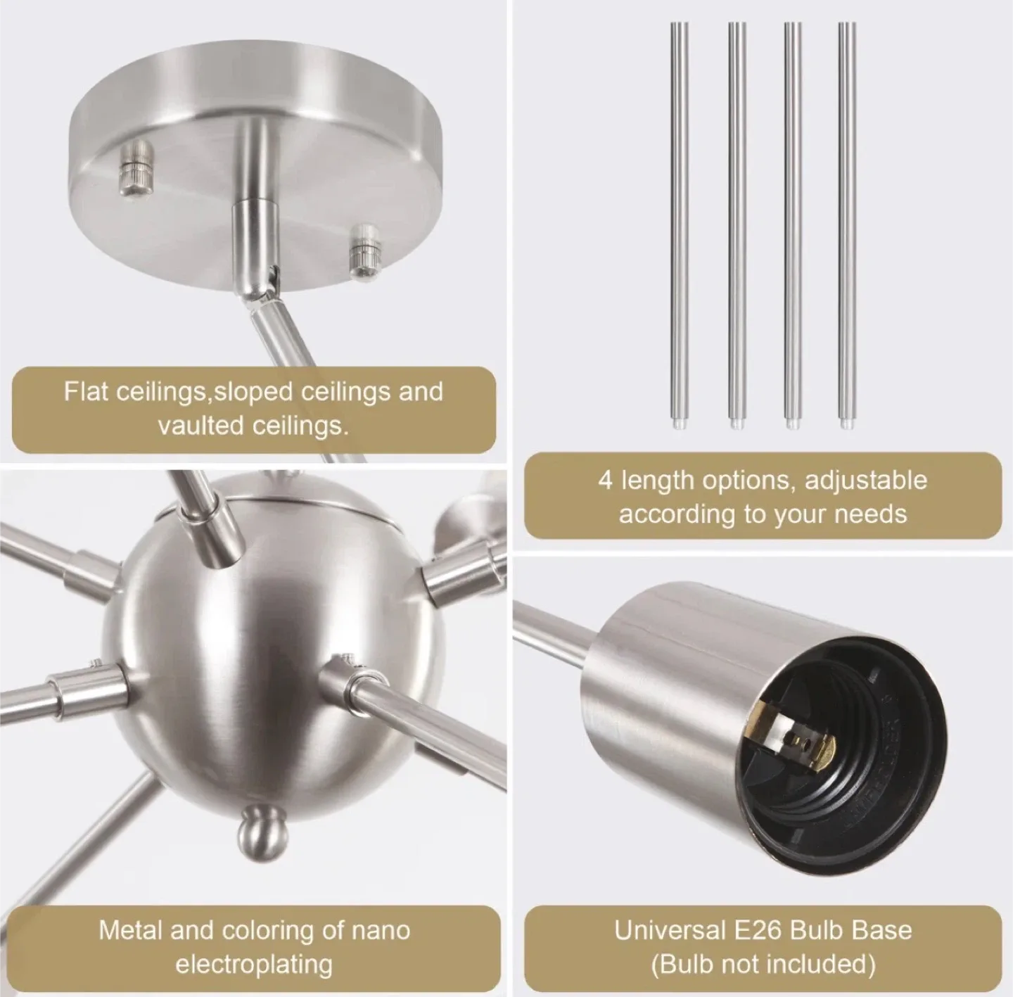 Sputnik Style Chandelier & bulbs  .. can deliver image indicator(4)