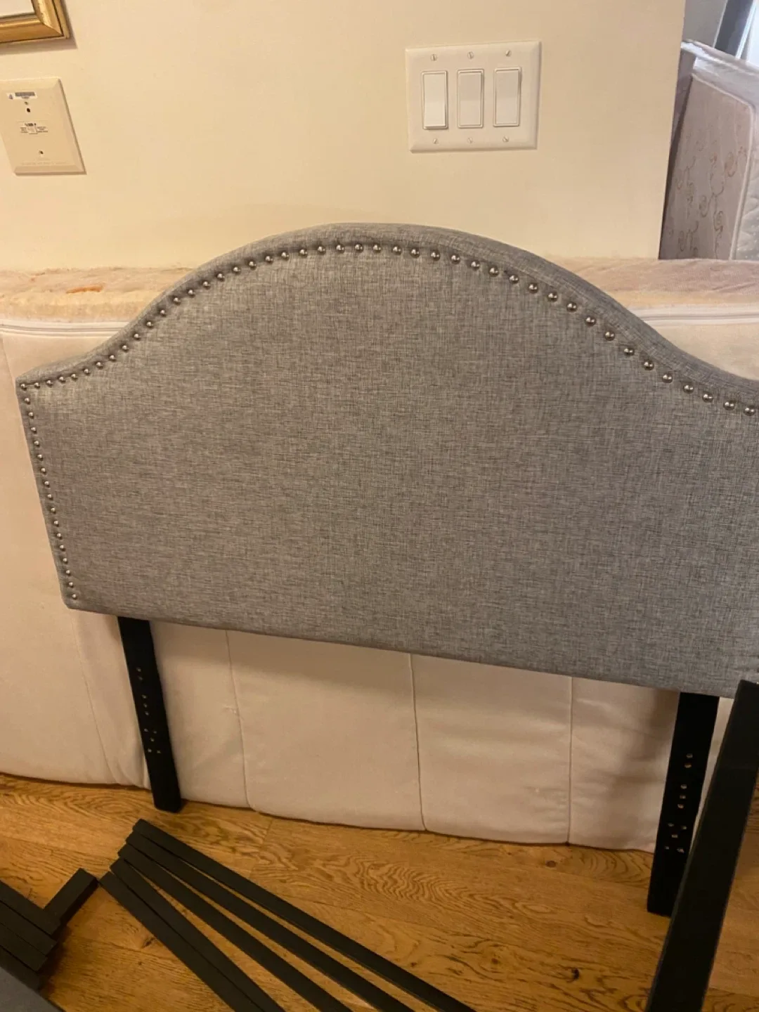 Grey Upholstered Headboard Twin thumbnail