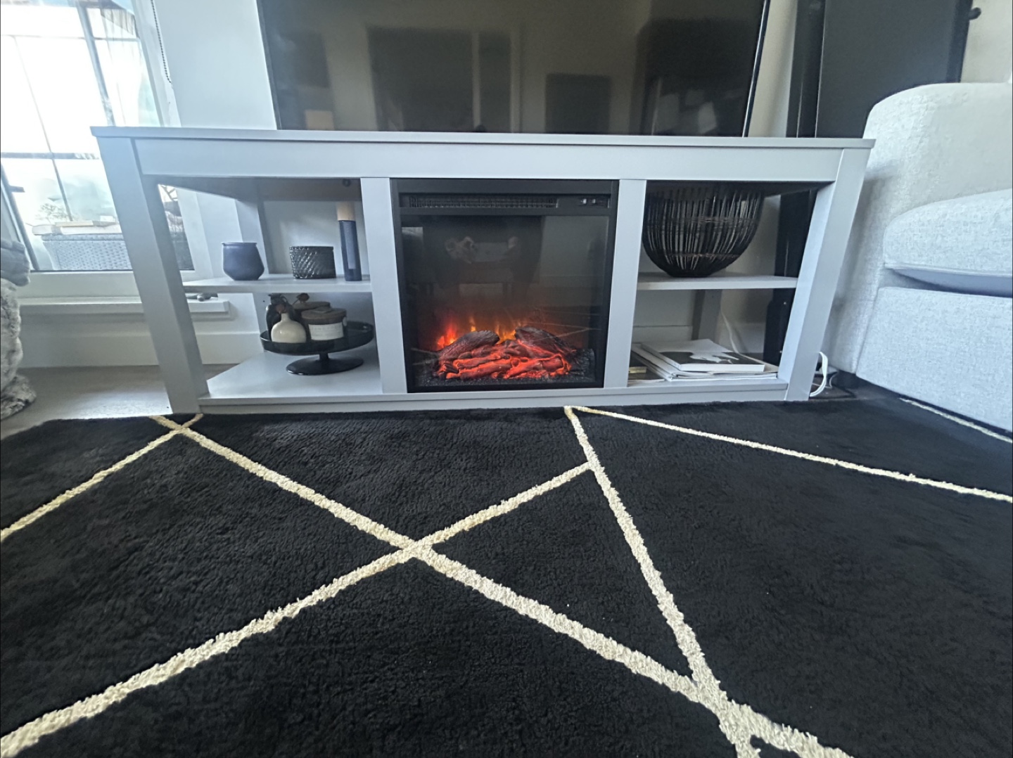 Azelio Dove Grey TV Stand up to 65" with Electric Fireplace