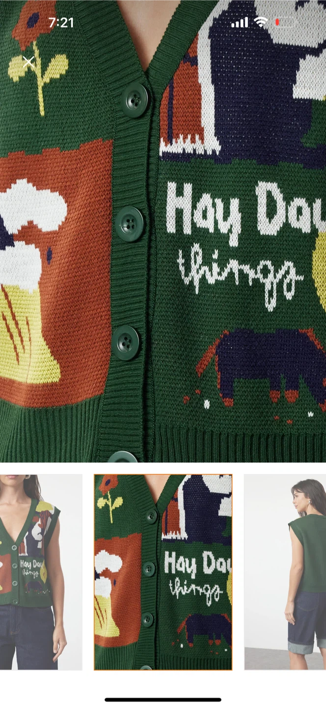 Hay Day Things Green Cardigan Vest - Size M - photo 5