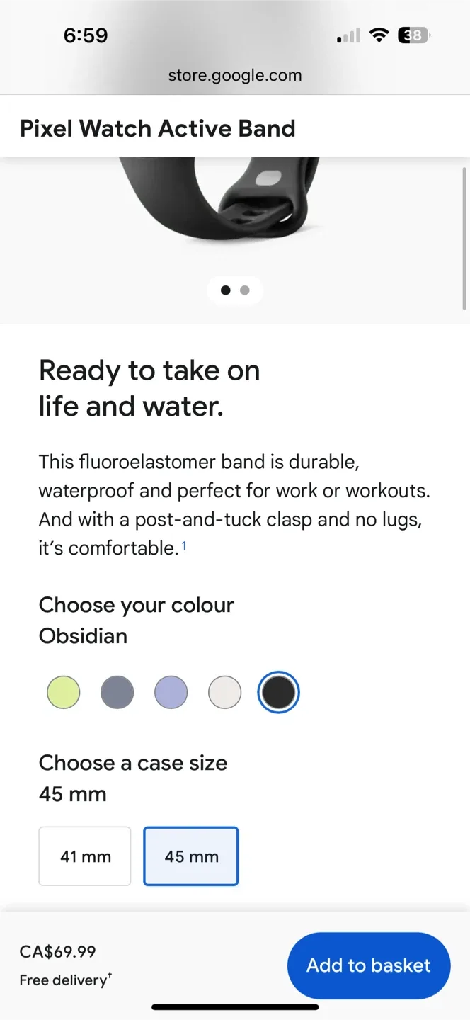 Google Pixel Watch Active Band - Obsidian, Large, 45mm image indicator(5)