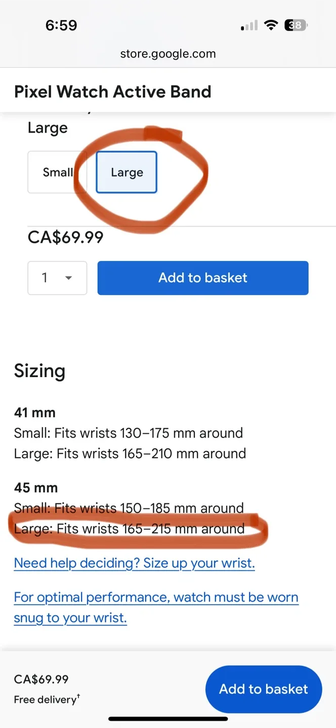 Google Pixel Watch Active Band - Obsidian, Large, 45mm image indicator(6)