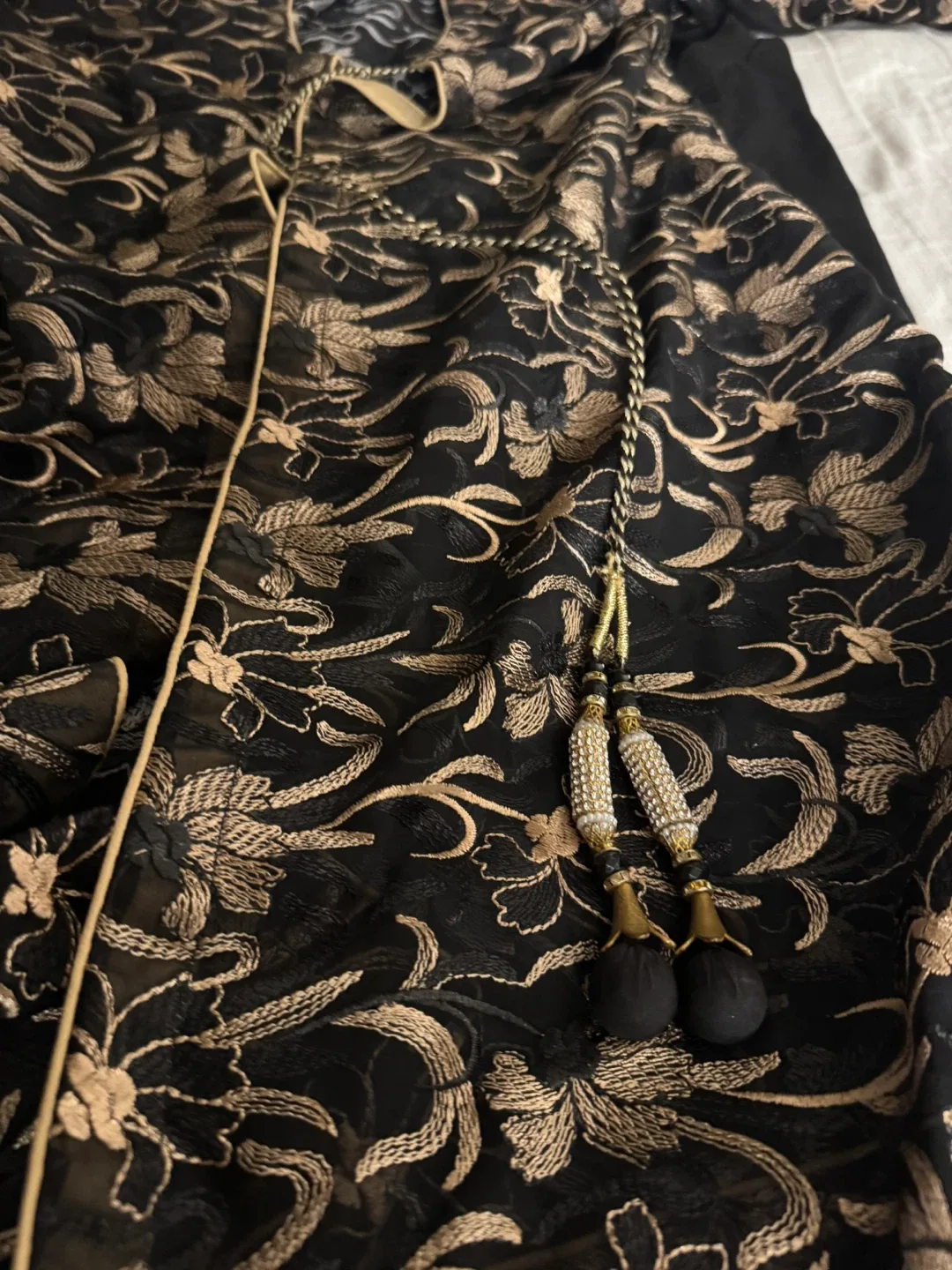 3pcs Black & Gold Embroidered Net Gown and Outfit image indicator(6)