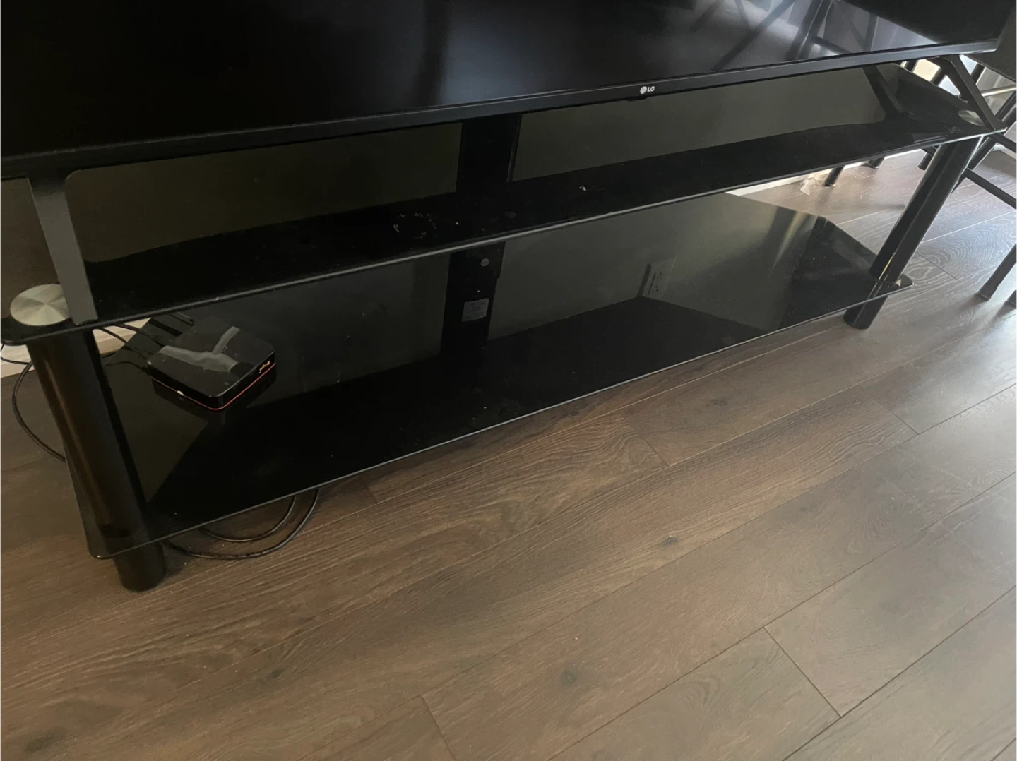 LG TV Stand - Black Glass Shelves