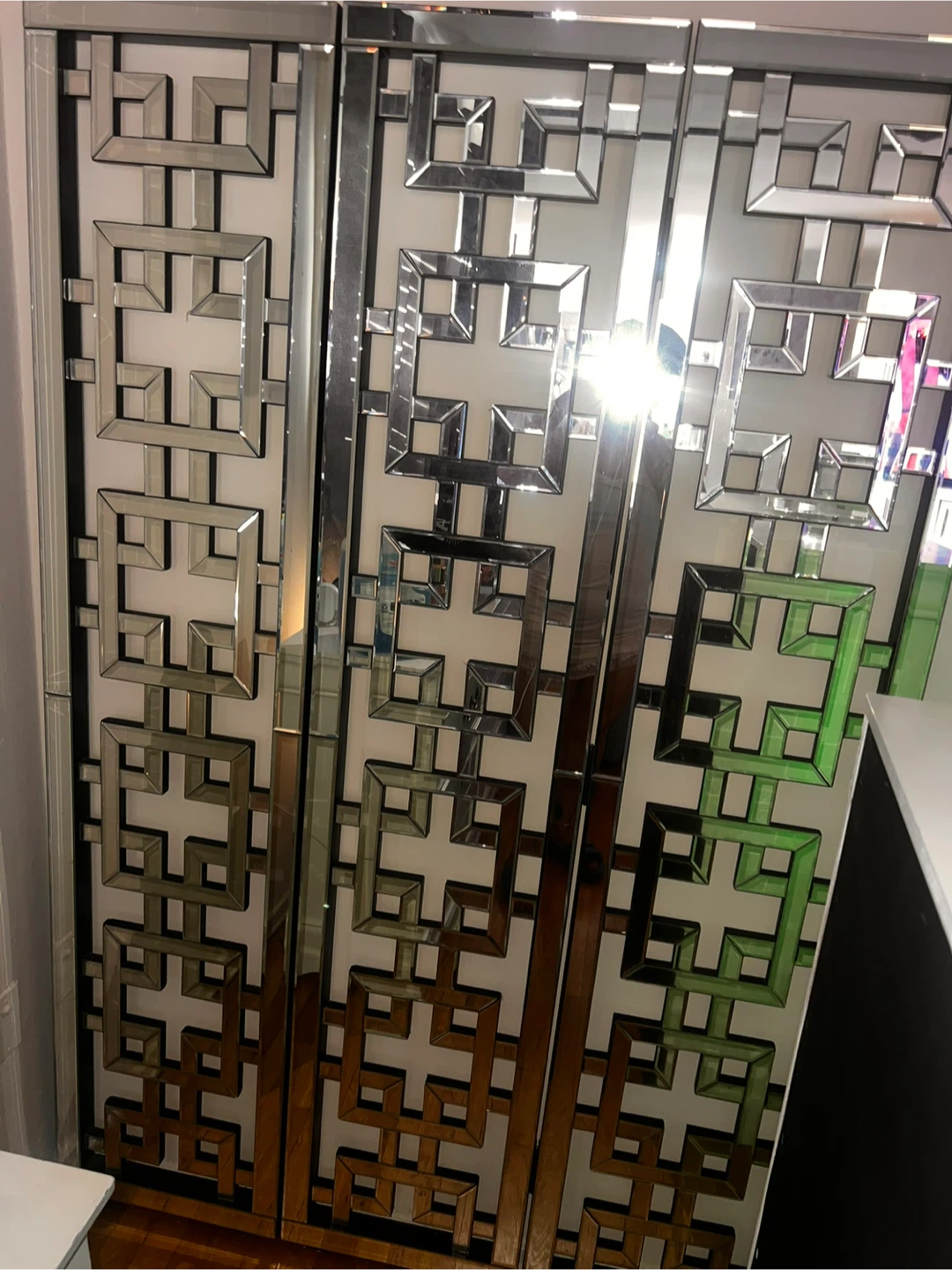 Mirrored Folding Screen Room Divider - photo 2