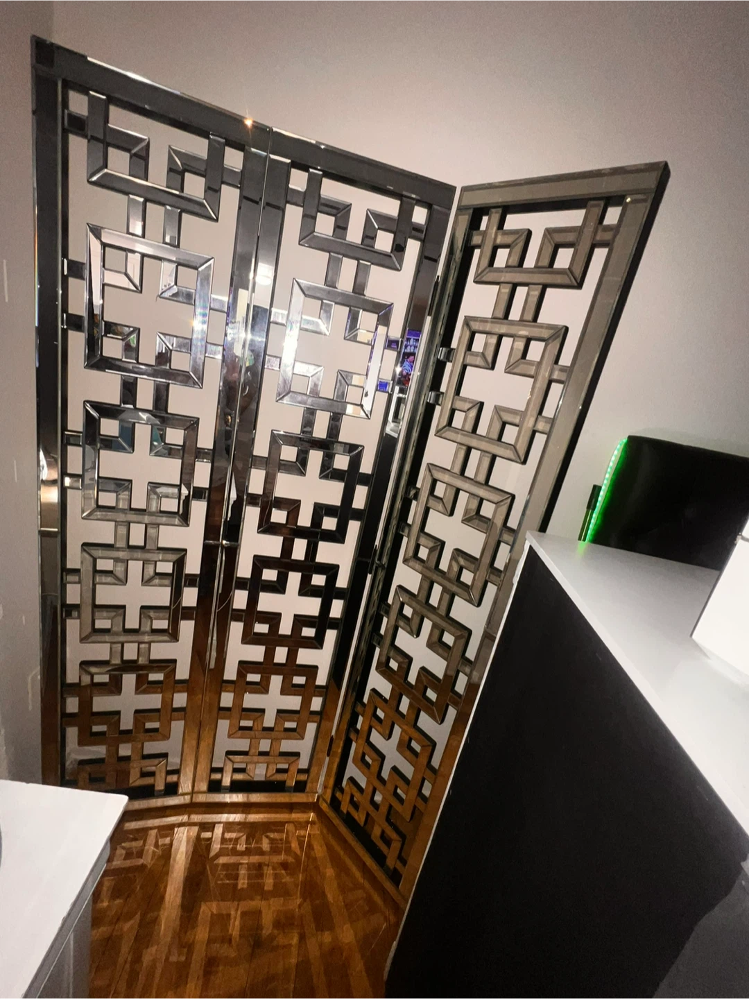Mirrored Folding Screen Room Divider