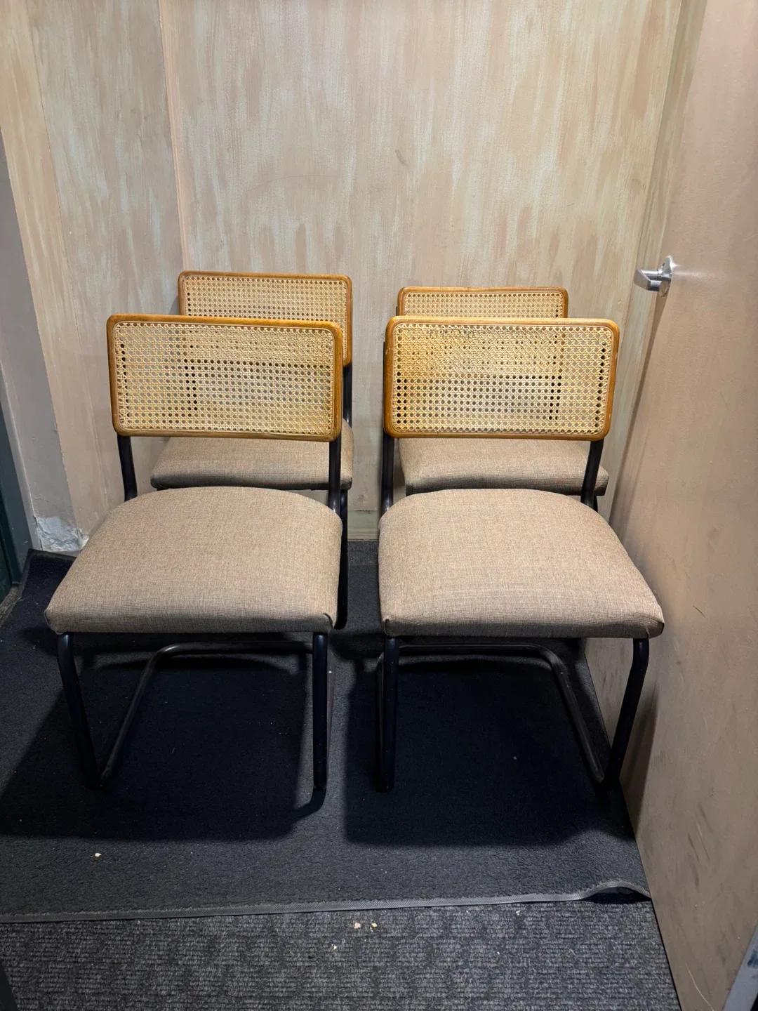 Set of 4 Rattan Back Dining Chairs