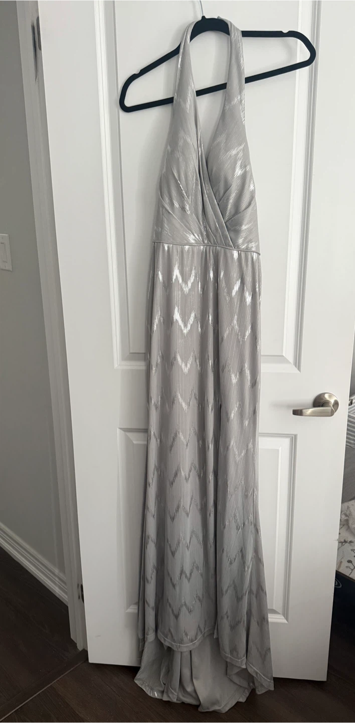 Silver Halter Maxi Dress - Size 8 US / 10 UK - photo 2