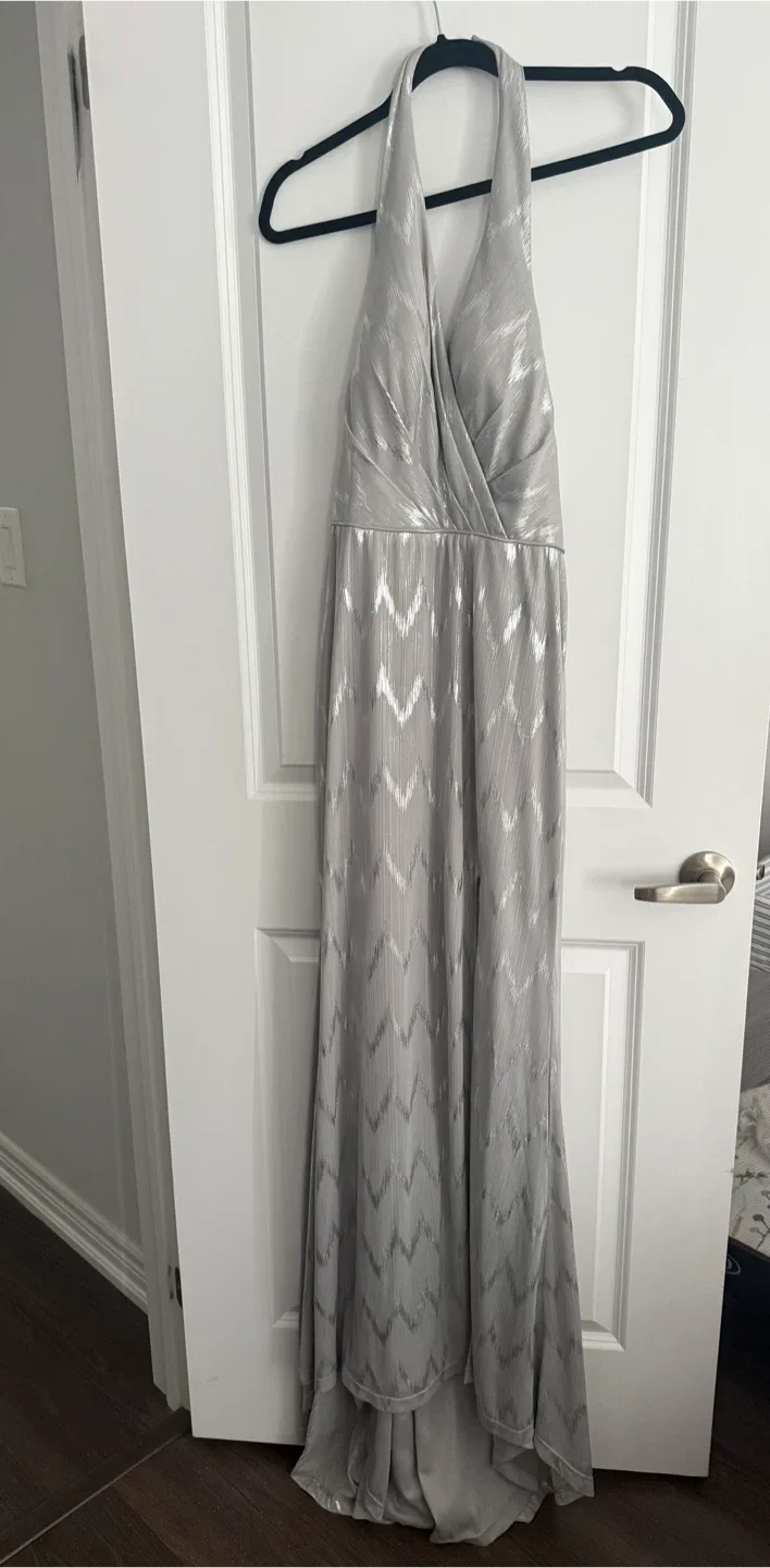 Silver Halter Maxi Dress - Size 8 US / 10 UK image indicator(2)