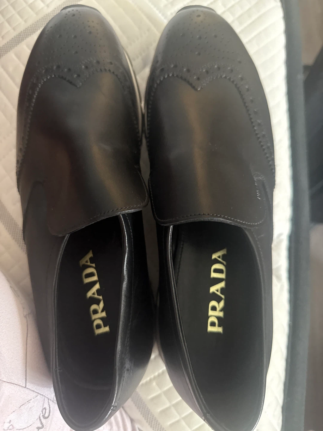 Prada Black Leather Slip-on Shoes