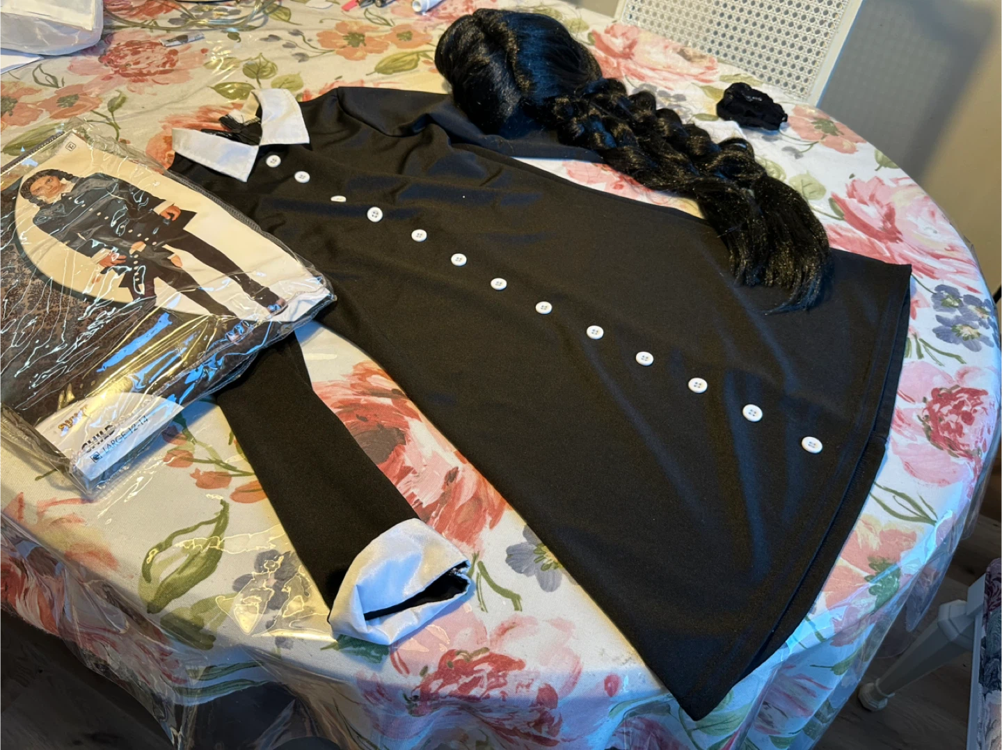 Wednesday Addams Child Costume Dress & Wig