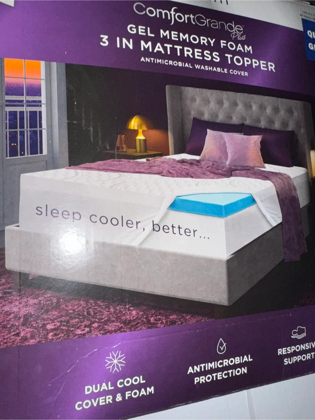 ComfortGrande Gel Memory Foam Mattress Topper - Queen image indicator(2)