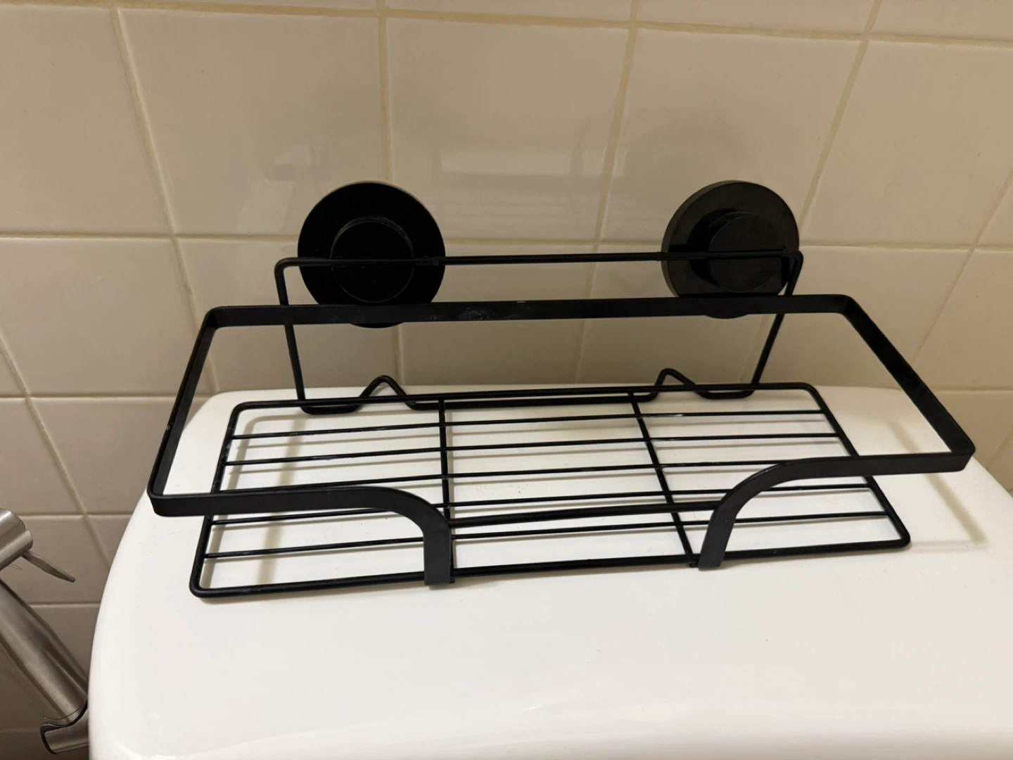 Black Bathroom Shelf with Suction Cups