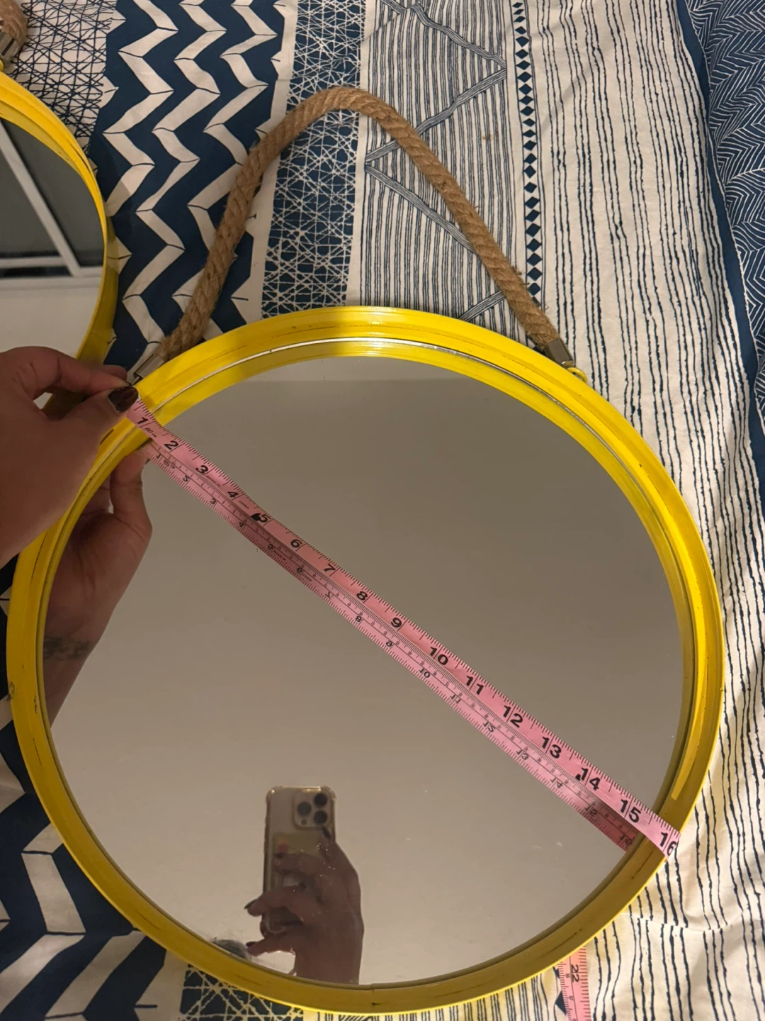 Yellow Round Wall Mirrors with Rope - photo 2