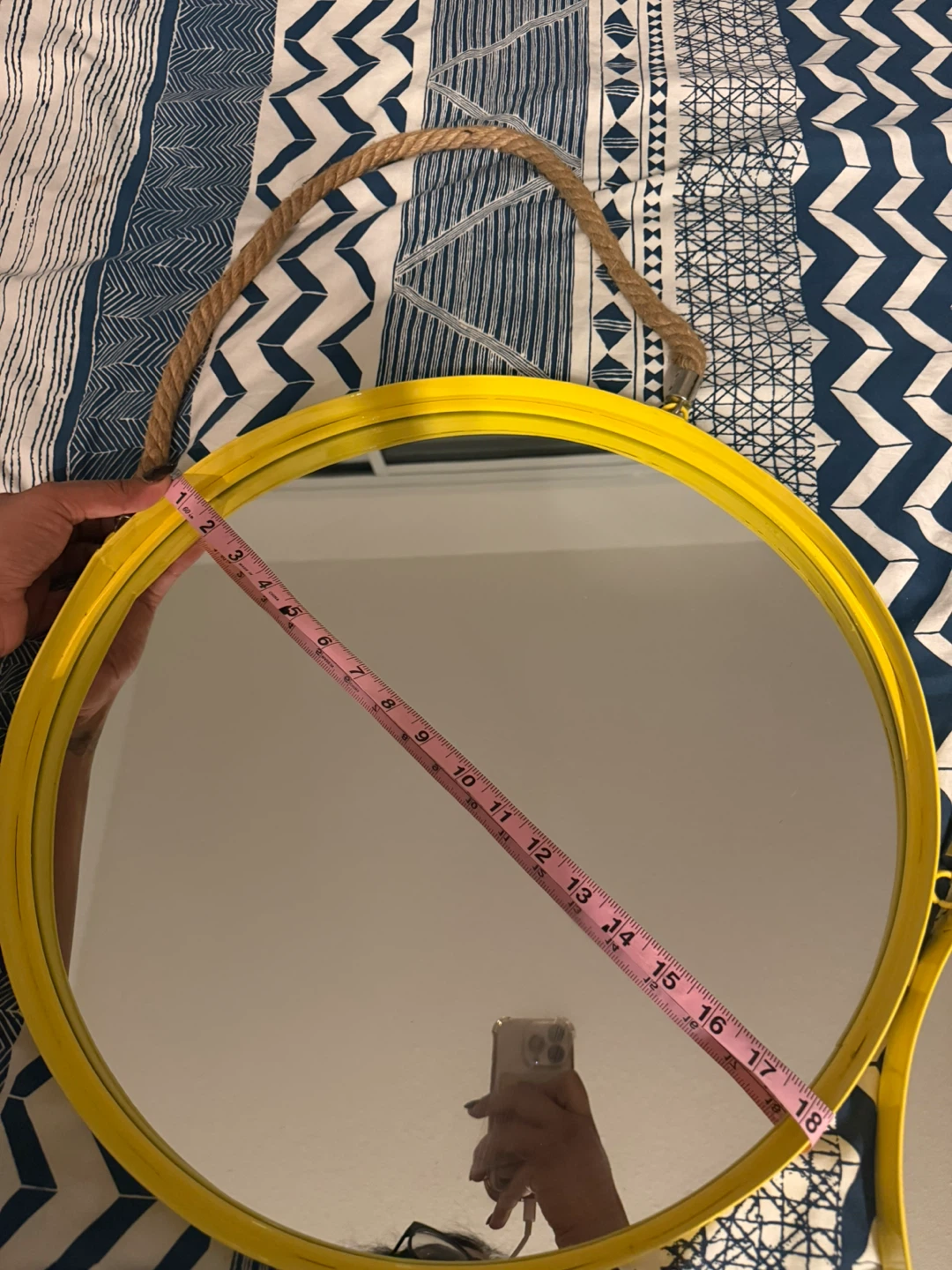 Yellow Round Wall Mirrors with Rope - photo 3