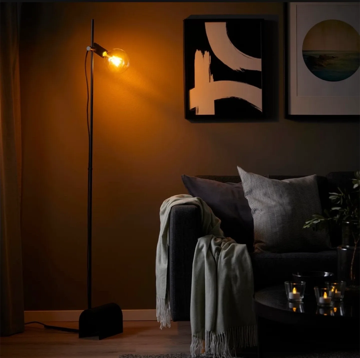 IKEA HÅRSLINGA floor lamp with LUNNOM light bulb image indicator(3)