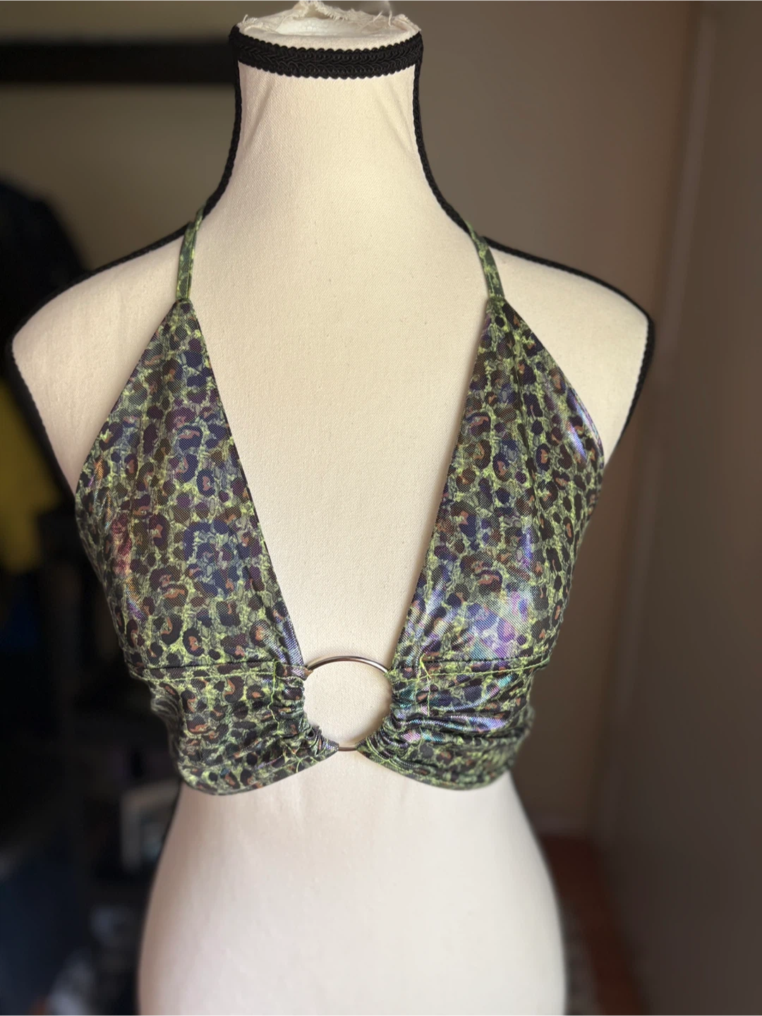 Green Leopard Print Halter Top - photo 3