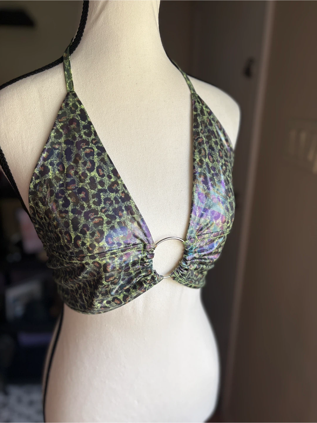 Green Leopard Print Halter Top - photo 4