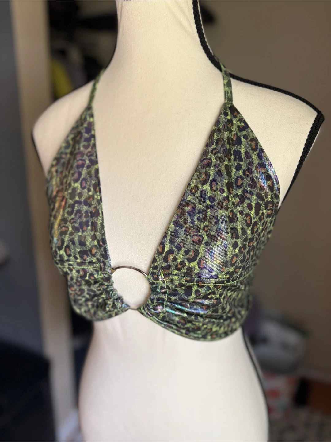 Green Leopard Print Halter Top - photo 2