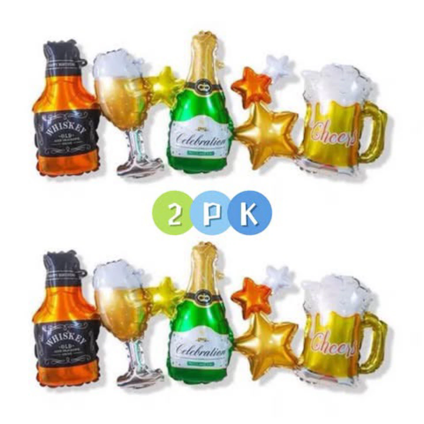 2PK Celebration Balloon Decorations - Whiskey / Champagne / Beer