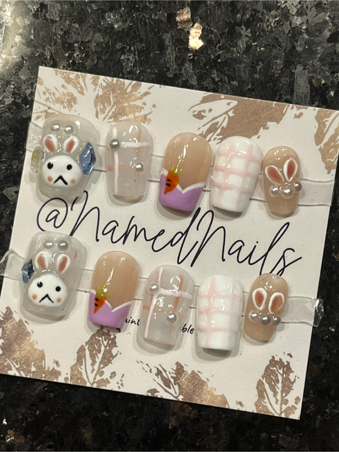 Taking offers. Handmade Press-On Nails - Bunny & Carrot Design