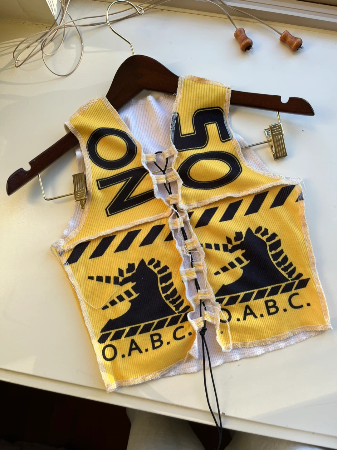 Make an offer: Unique Yellow lace up rave crop top