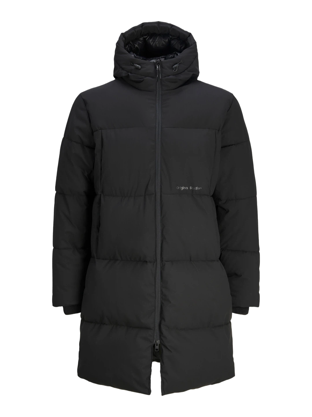Men's Black Long Puffer Jacket - Size Small