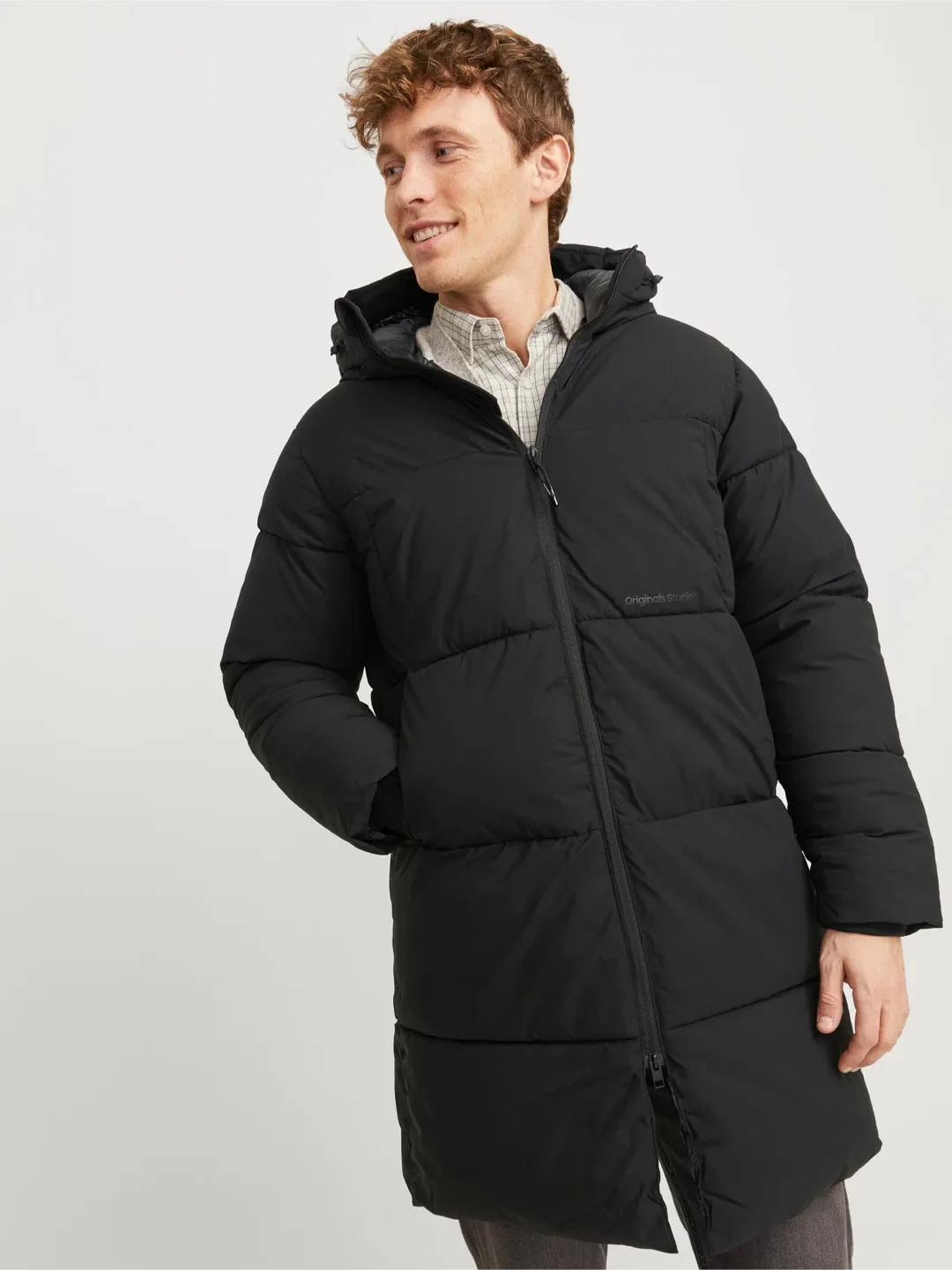 Men's Black Long Puffer Jacket - Size Small image indicator(3)