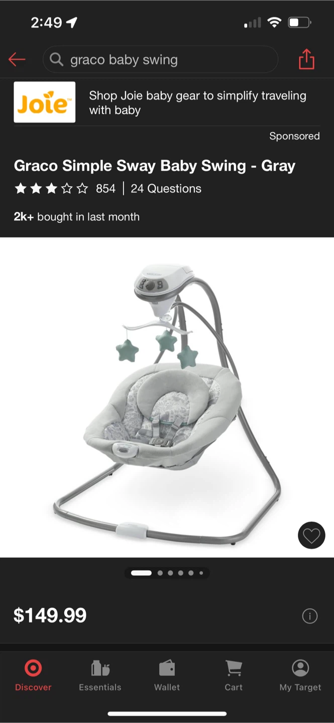 Graco Simple Sway Baby Swing - Gray - photo 5