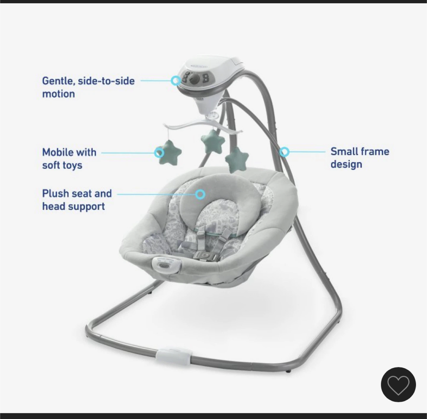 Graco Simple Sway Baby Swing - Gray - photo 2