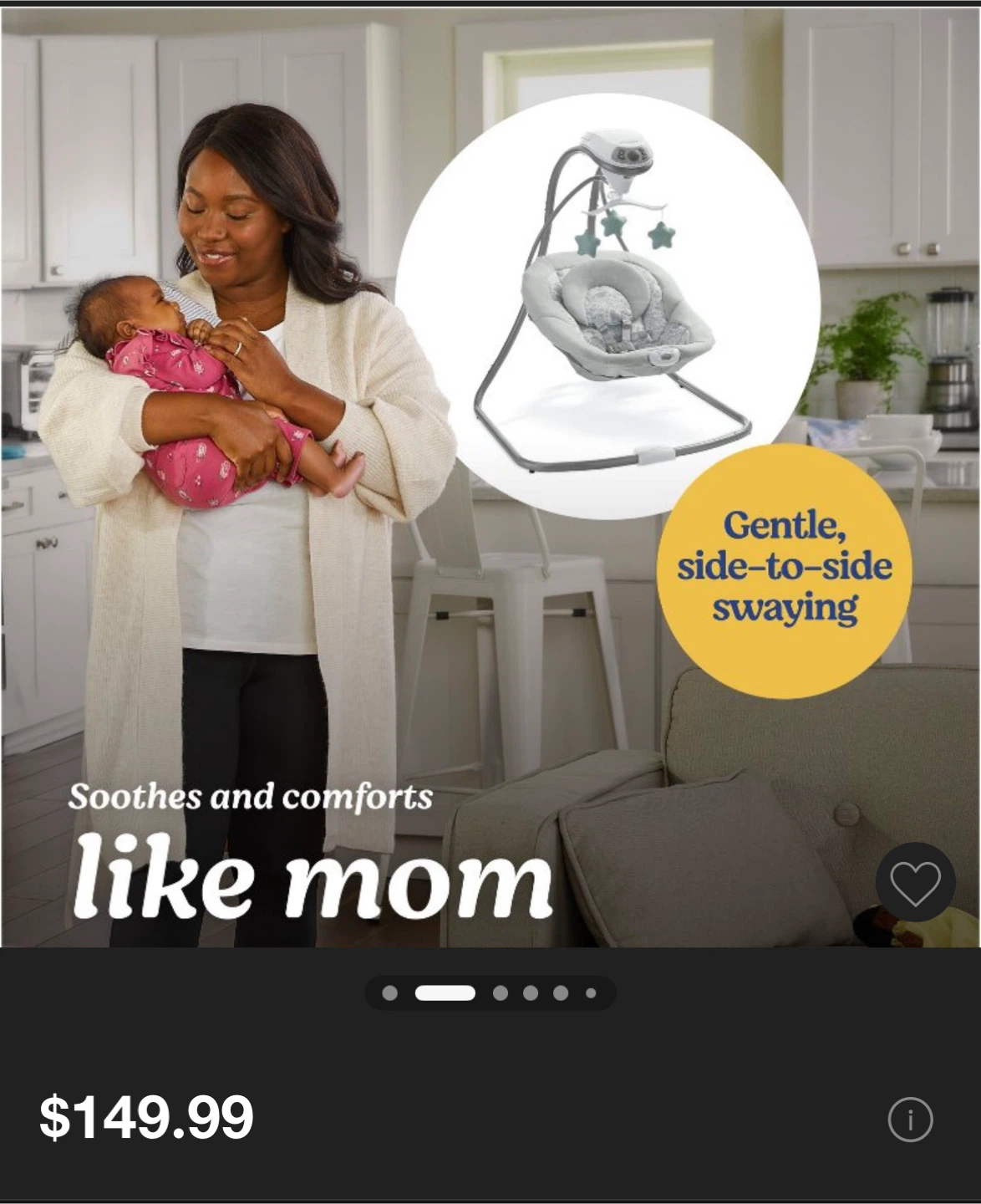 Graco Simple Sway Baby Swing - Gray - photo 4