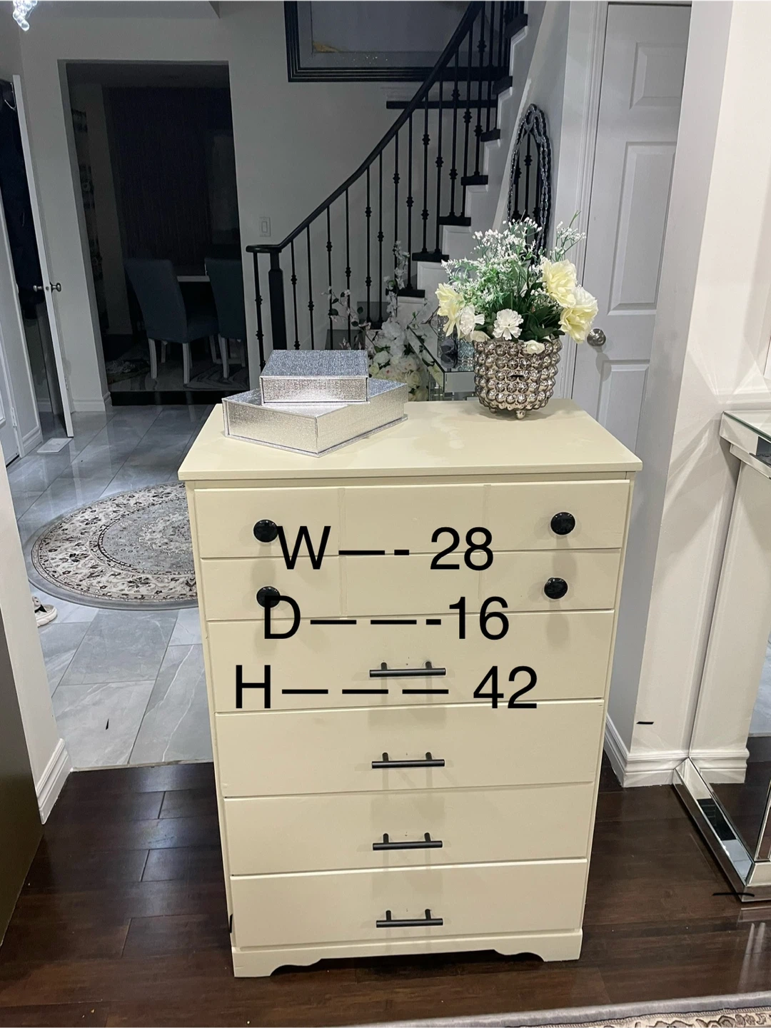 Cream-coloured 6-Drawer Dresser (W28 D16 H42) - photo 3