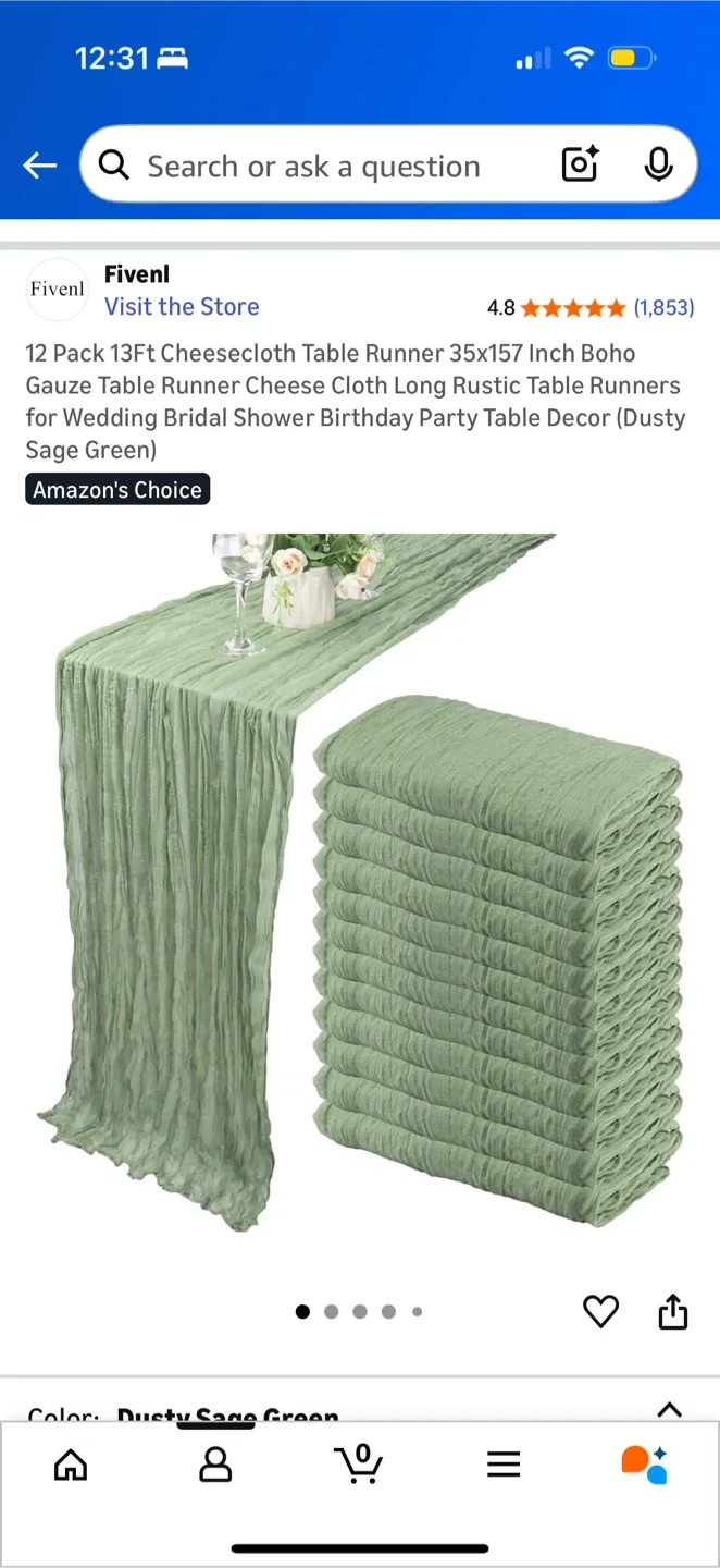 Cheesecloth Table Runner - Dusty Sage Green image indicator(2)