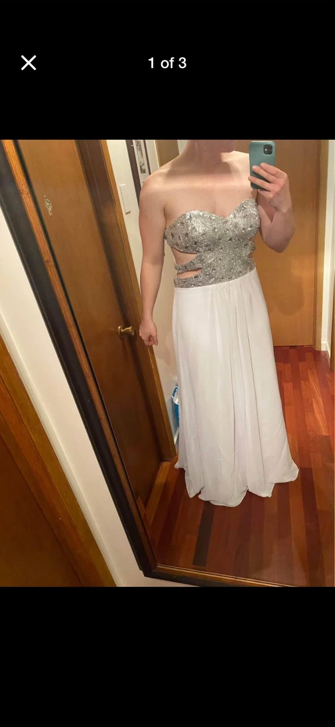 White Strapless Sequin Formal Dress (prom dress)