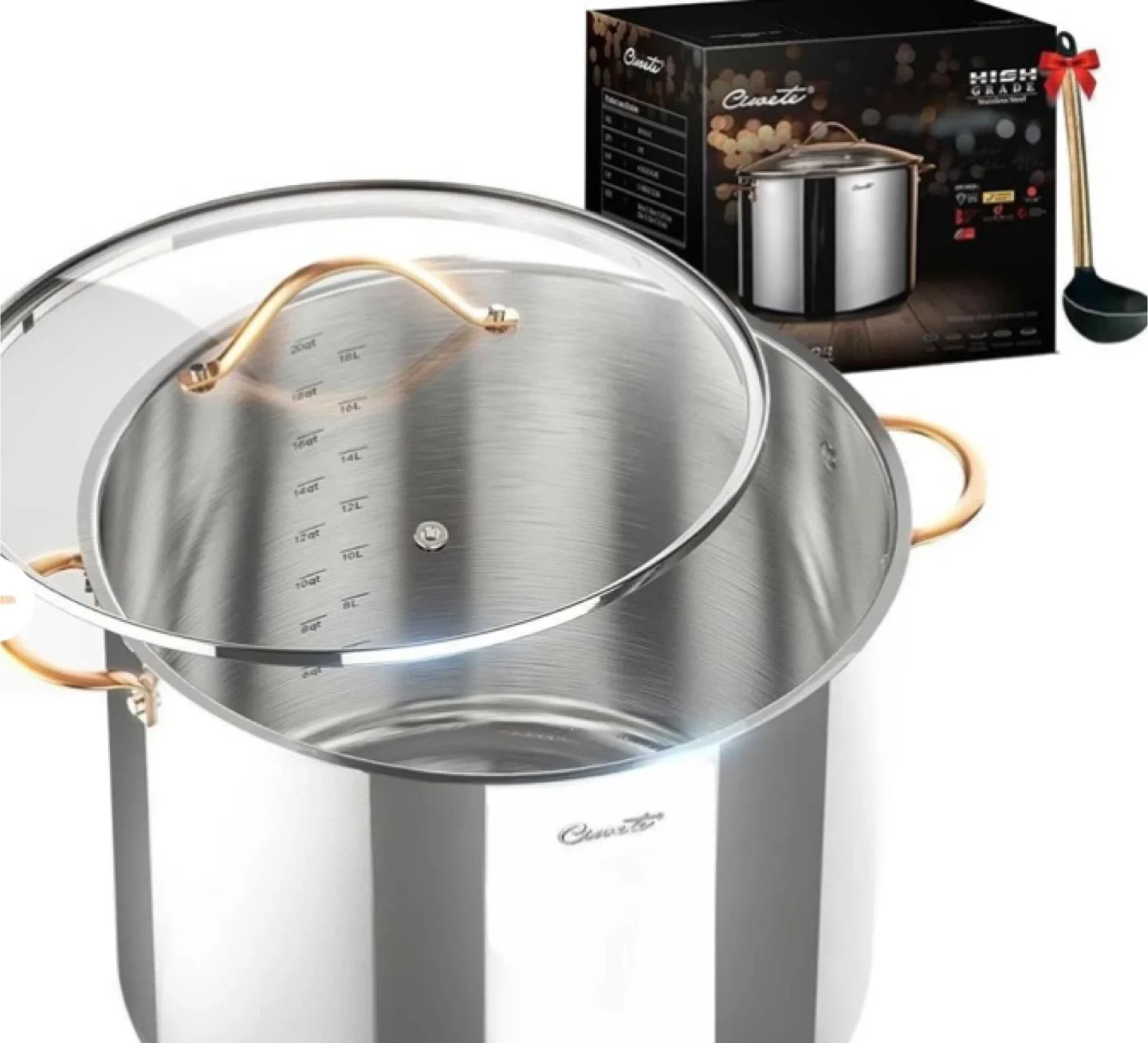 🥕Ciwete 20 Quart Stainless Steel Stock Pot image indicator(4)