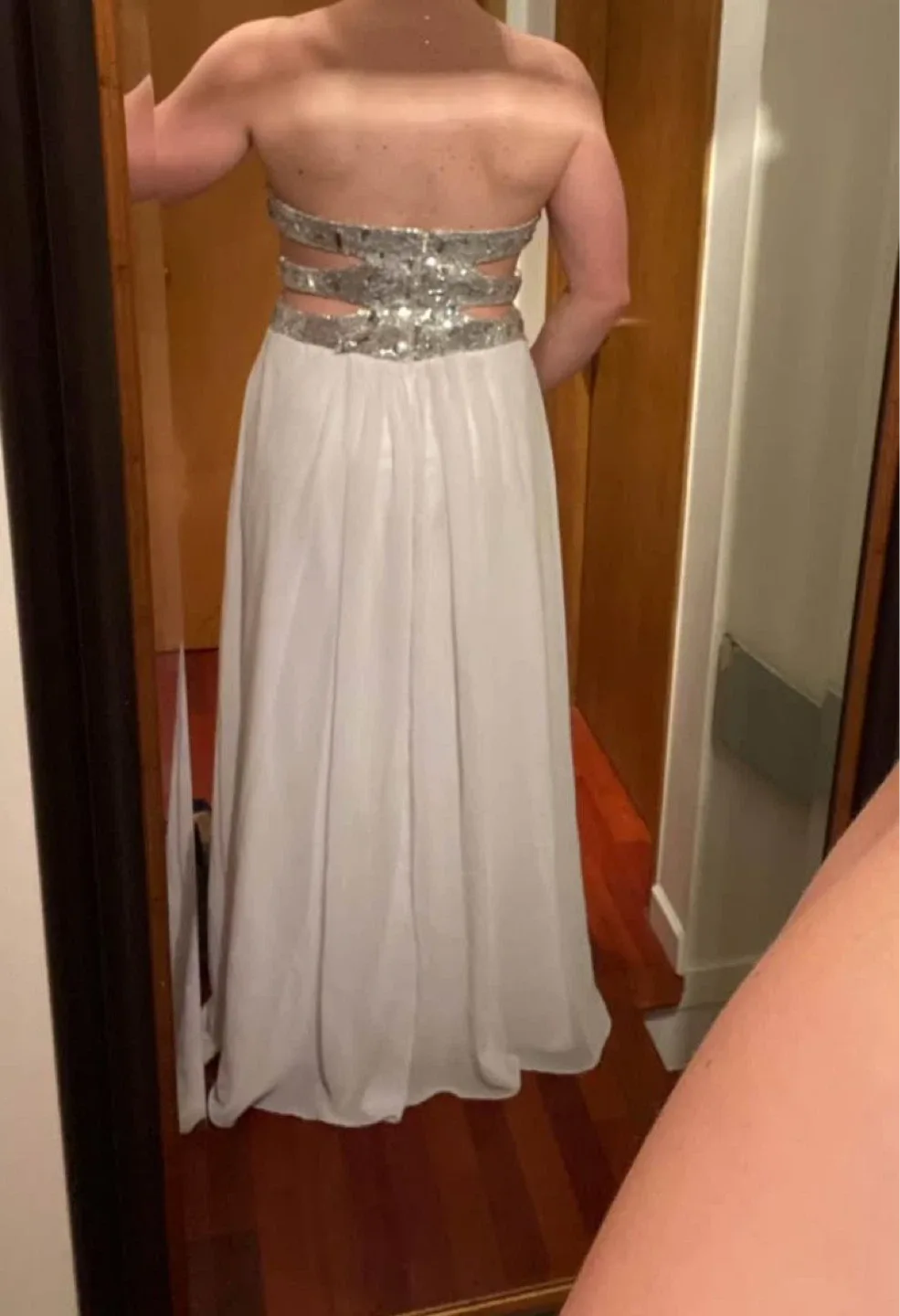 White Strapless Sequin Formal Dress (prom dress) image indicator(3)