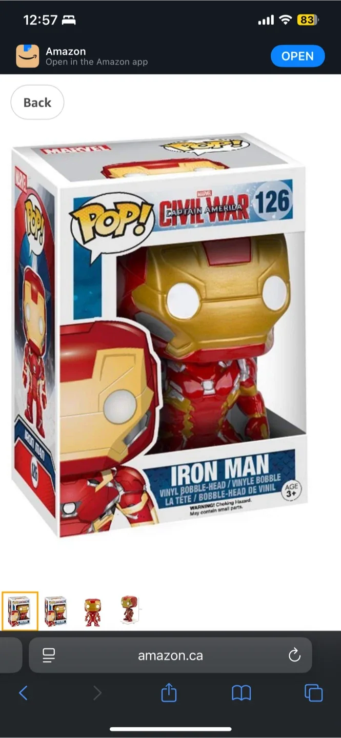 Marvel Civil War Iron Man Funko Pop! 126 thumbnail